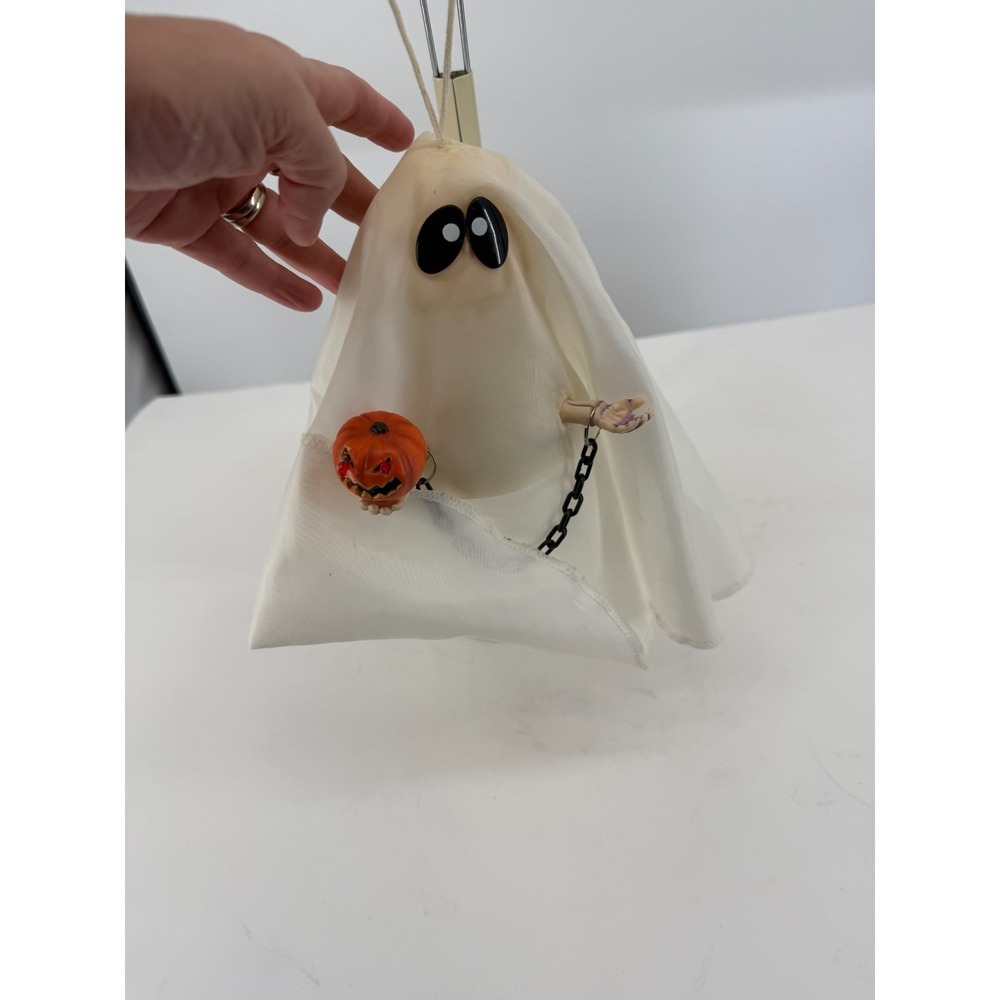 Vintage Halloween Hanging Ghost Decor Sheer Fabric Spooky Jack O Lantern Charm - Picture 1 of 3
